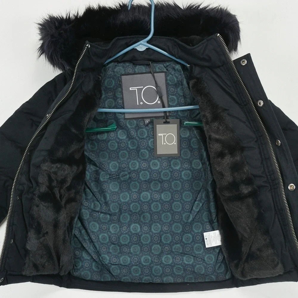 NWT T. O. Collection Patch Pocket‎ Puffer Coat Navy Kids Size 5 Winter Jacket